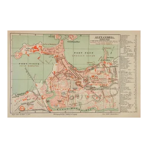 Small Antique Circa 1900 Map Alexandria Eygpt