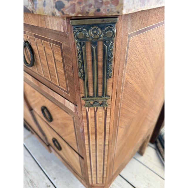 French Provincial 19th Century French Louis XV Bleached Marble Top Chest of Drawer / Commode For Sale - Image 3 of 12