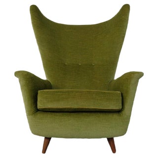 Italian Mohair Wingback Chair, 1950s For Sale