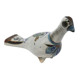 Mexican Tonala Hand Painted Colorful Pottery Dove For Sale