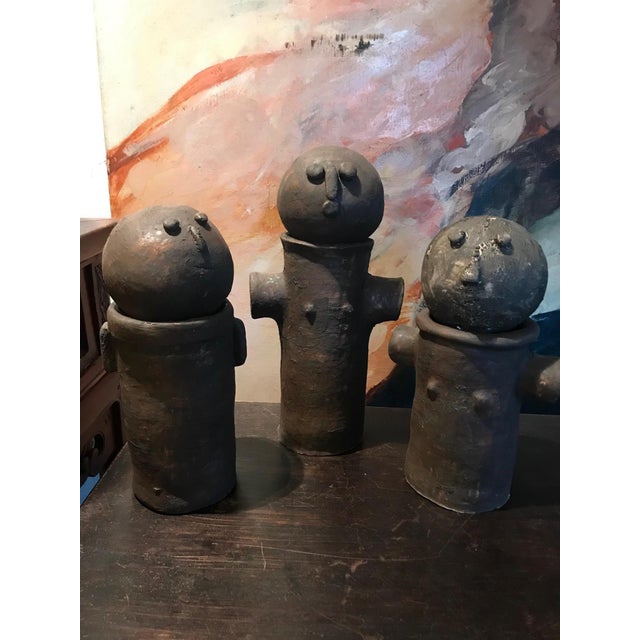 Dutch Brutalist Handmade Naive Figures in Earthenware Pottery, 1960s, Set of 3 For Sale - Image 9 of 9