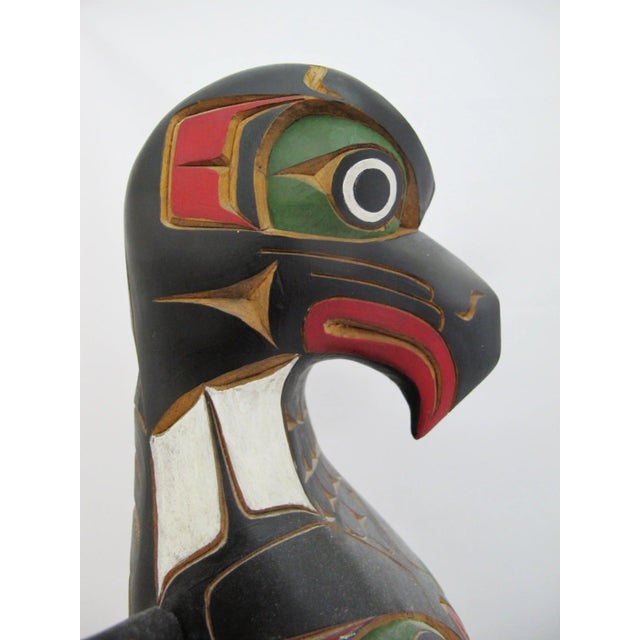 Jimmy Joseph Kwakiutl Eagle Carved Wood Totem Pole Bc Native Sculpture For Sale In Portland, OR - Image 6 of 18