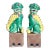 1940's Famille Verte Style Ceramic Foo Dog Figurine Pair For Sale