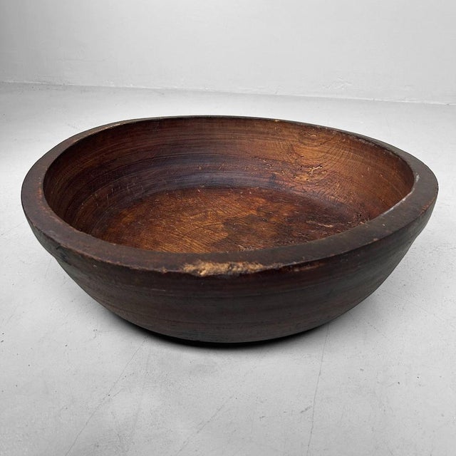 Brown Antique Japanese Wooden Bowl, 1890s For Sale - Image 8 of 13