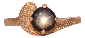 The Brantford: Mid Century Black Star Sapphire Ring in Yellow Gold
