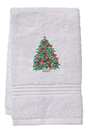 Christmas Tree Embroidered Terry Guest Towel