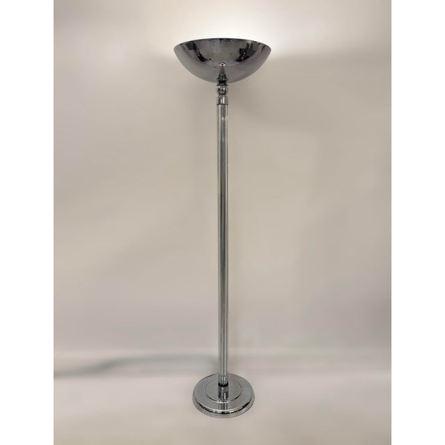 Art Deco Style Floor Lamp in Glass and Chrome by Karl Springer, 1978 For Sale - Image 9 of 9