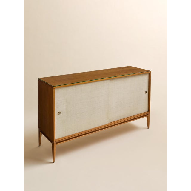 Mid-Century Modern The Vintage Paul McCobb Planner Group "Winchester" Sideboard With Grasscloth Doors For Sale - Image 3 of 12
