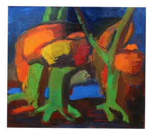 Aleksandr Rodin, Landscape with River, 1984, Oil on Cardboard