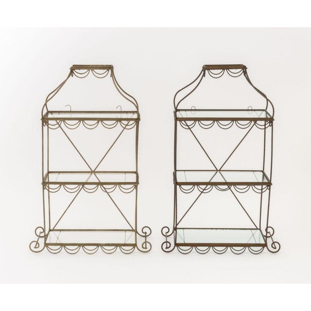 Traditional Regency Style Gilt Metal Three-Tier Etageres, Pair For Sale - Image 3 of 10