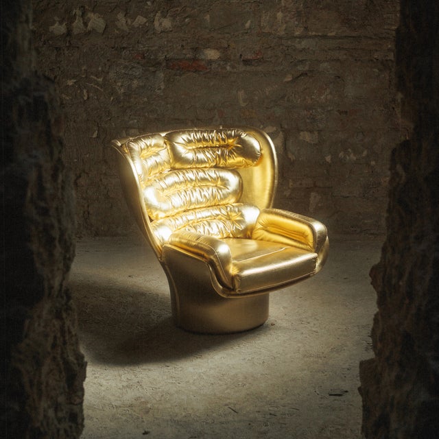 Early 21st Century Golden Limited Edition Elda Chair No. 8/20 by Joe Colombo for Longhi, Italy For Sale - Image 5 of 11
