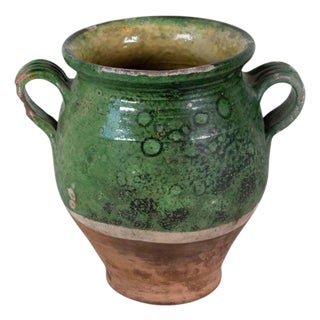 French 19th Century Green-Glaze Confit Pot For Sale