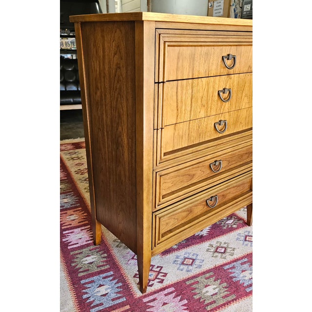 Dixie Furniture Co. Mid-Century Modern Dixie Tallboy Dresser For Sale - Image 4 of 12