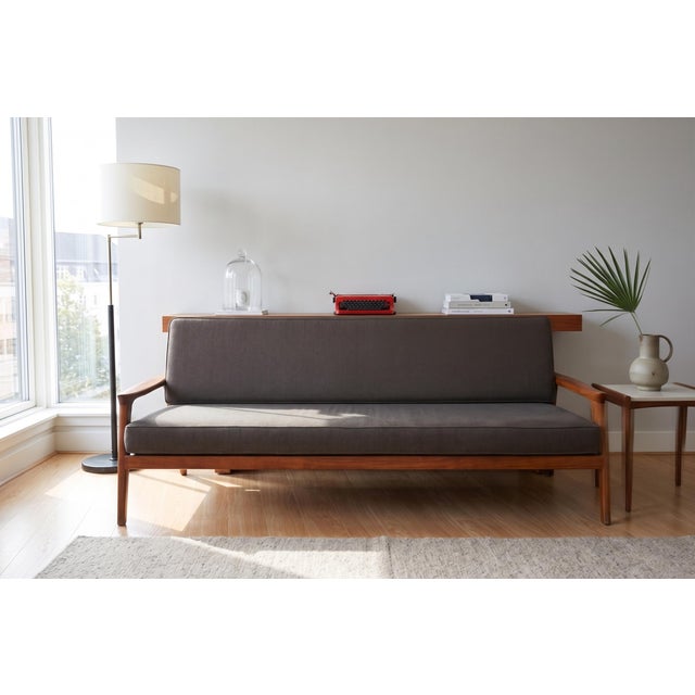 Contemporary Contemporary Grey Wool Parker Sofa | Modern Upholstered Luxury Three-Seat Seating For Sale - Image 3 of 12
