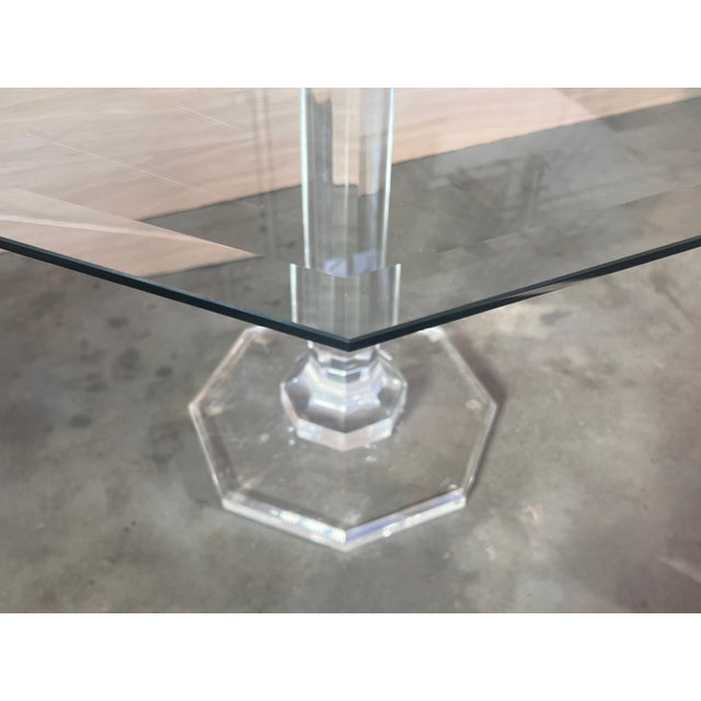 Lucite & Glass Otogonal Table in Style of Charles Hollis Jones, 1970s For Sale - Image 9 of 9