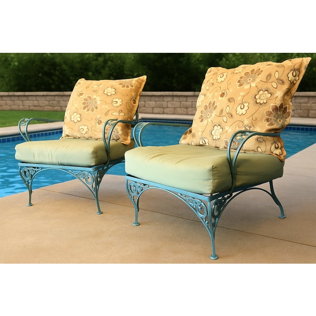 Russell Woodard "Chantilly" Collection: Two Mid 20th Century Wrought Iron Chairs For Sale - Image 10 of 11