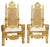 Set of Hand Carved Gilt Throne Armchairs with Lions Heads For Sale