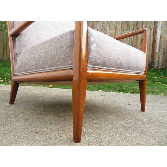 Gray New Upholstery ~ t.h. Robsjohn-Gibbings Lounge Chair & Ottoman ~ Mid Century Modern For Sale - Image 8 of 17