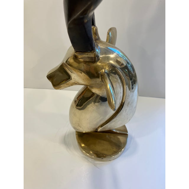 Art Deco 1970s 30.5 Inch Brass Gazelle Sculpture For Sale - Image 3 of 8