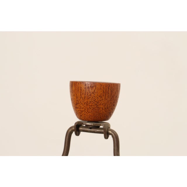 Vintage Gordon and Jane Martz Ochre Stoneware and Walnut Table Lamp With Finial For Sale - Image 13 of 14