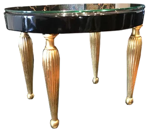 Art Deco Oval Side Table with Fluted Leaf Gilded Legs