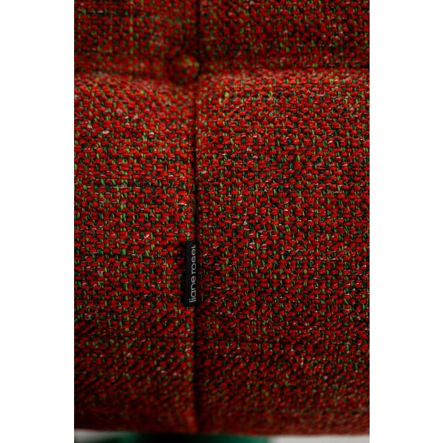 Set of Togo Lounge Chair and Pouf in Crimson Tweed Fabric by Michel Ducaroy for Ligne Roset, 1973 For Sale - Image 16 of 18