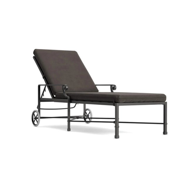 Brown Jordan Venetian Adjustable Chaise With Wheels, Textured Pewter frame with Fusion Charcoal fabric For Sale - Image 12 of 12