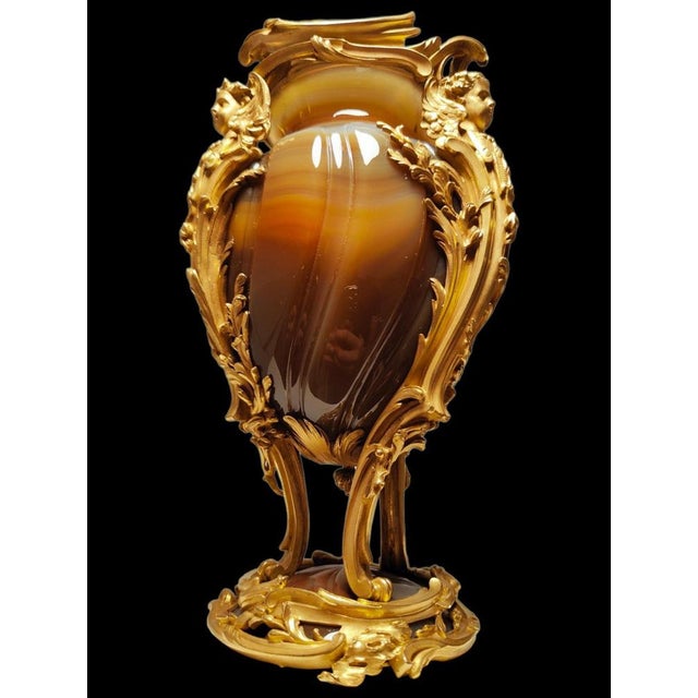 Metal French Vase in Gilt Bronze and Agathe, 19th Century For Sale - Image 7 of 14