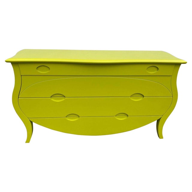 Elegant Chartreuse Bombay Style Commode/ Chest of Drawers For Sale - Image 11 of 18