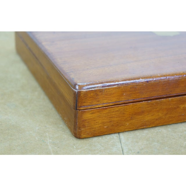 Antique Mahogany Brass Flatware Fish Cutlery Knife Presentation Storage Box 14" For Sale - Image 14 of 17