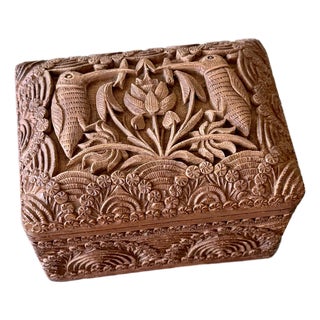 1940s Hand-Carved Wooden Cigarette Dispenser Box For Sale