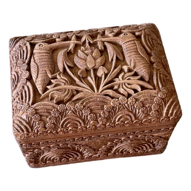 1940s Hand-Carved Wooden Cigarette Dispenser Box For Sale