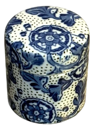 Takahashi Blue/White Ceramic Cylinder Box
