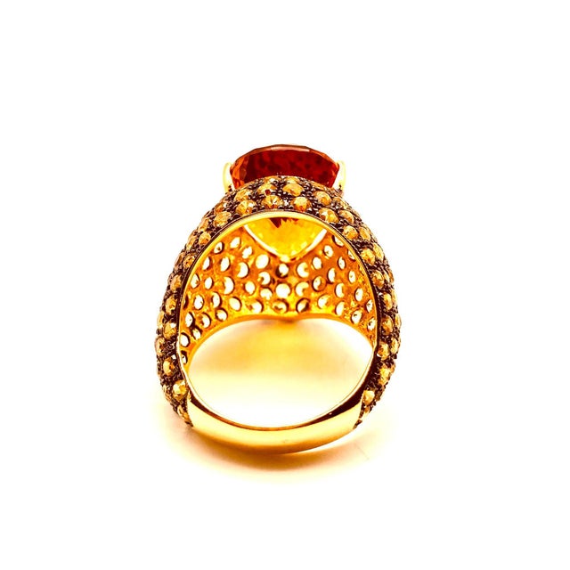 Bochic "Orient" Vintage Yellow Sapphire & Citrine Ring Set In 18K Gold & Silver For Sale - Image 4 of 18