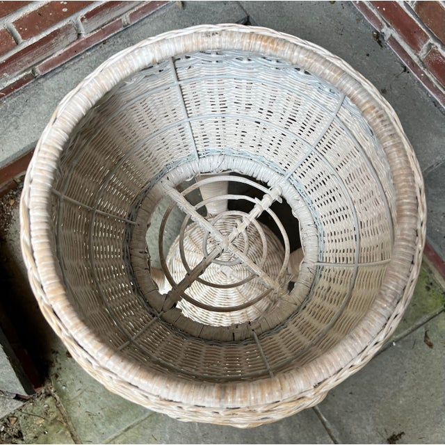 Shabby Chic Vintage Wicker Plant Stand For Sale - Image 3 of 6