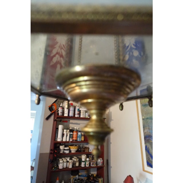 Antique Glass and Brass Pendant Light, 1800s For Sale - Image 3 of 8