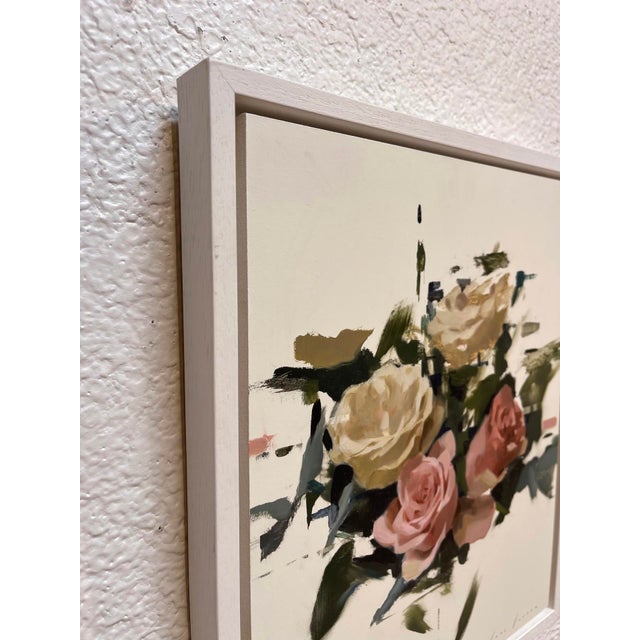 Abstract Recomposed No. 1 by Jon Doran | Oil on panel Painting of abstract roses on a light background For Sale - Image 3 of 5
