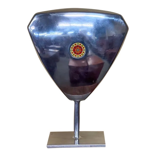 Aluminum Sculpture With Glass Disc From 1971 For Sale