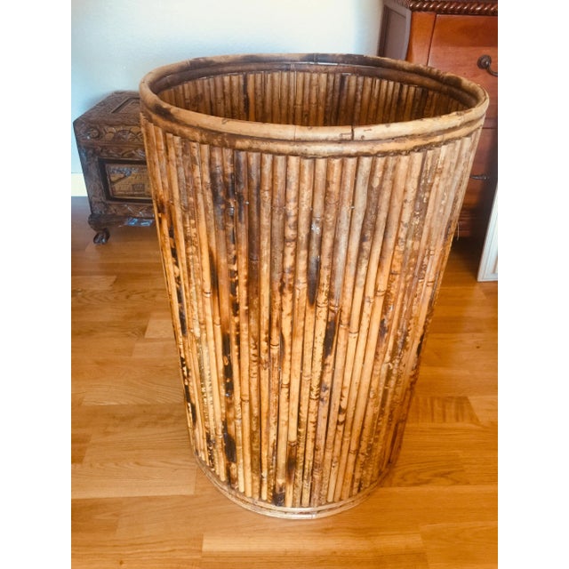 This Vintage Rattan handmade laundry hamper is Barrel shape and is a true beauty of the Bamboo and workmanship. It is very...