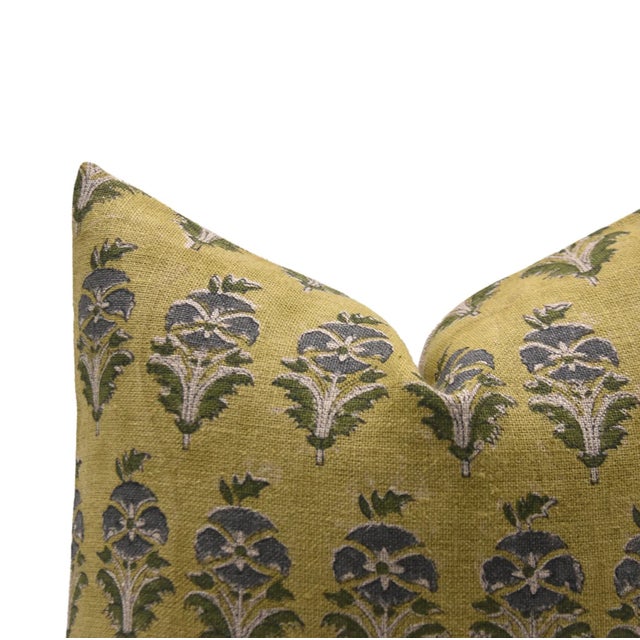 Block Print Thick Linen Throw Pillow Cover 14x20 Inch - Mor Mukut For Sale - Image 4 of 4