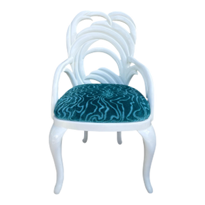 Hollywood Regency White Lacquer Pal Leaf Arm Chair
