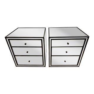 Restoration Hardware Mirrored Nightstands Chests, Pair For Sale