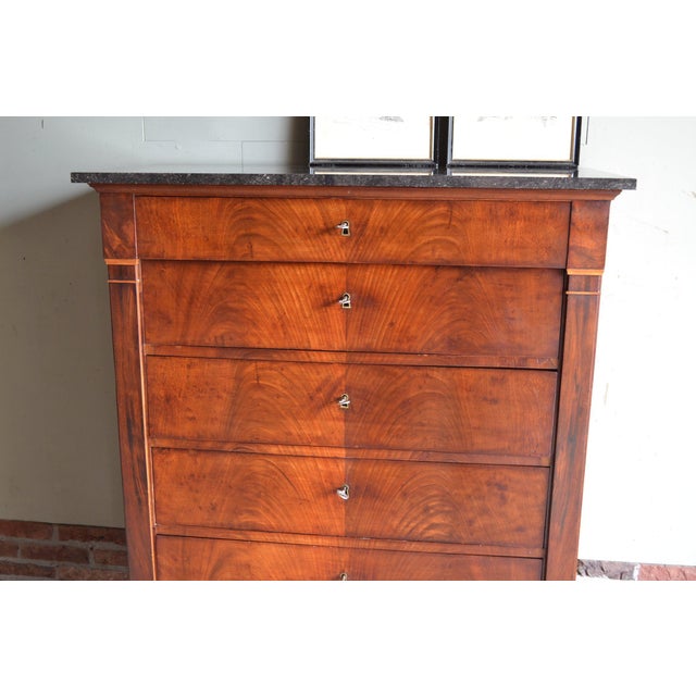 Antique Mahogany Chiffonier with Black Marble Top For Sale - Image 3 of 12