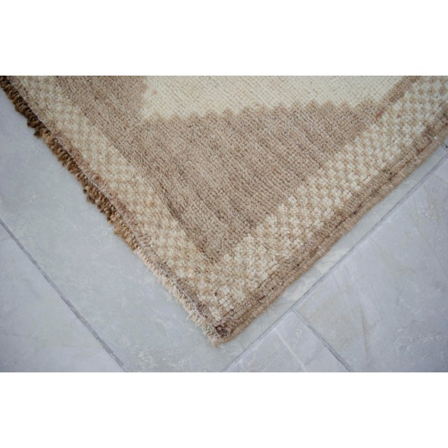 Textile 1970s Small Turkish Rug Yastik Hand Knotted Undyed Organic Wool Petite Rug Entry Mat Doormat - 18'' X 37'' For Sale - Image 7 of 13