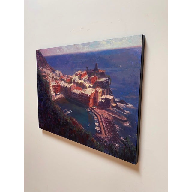 Early 21st Century Cliffs of Vernazza by Christopher Clark | Oil on wood panel View of Vernazza village by the sea For Sale - Image 5 of 5