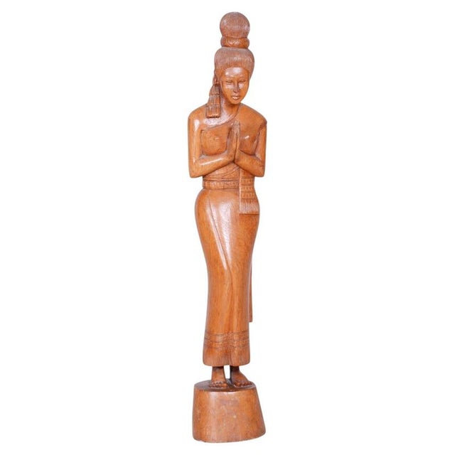 Vintage Asian Sculpture in Lacquered Wood, 1950s For Sale - Image 12 of 12