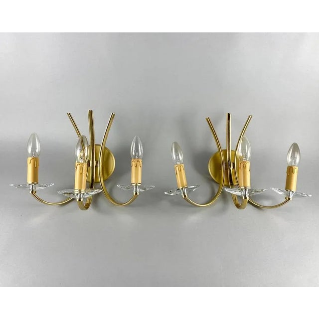 Vintage Wall Lamps in Gilt Brass and Crystal, Set of 2 For Sale - Image 10 of 10