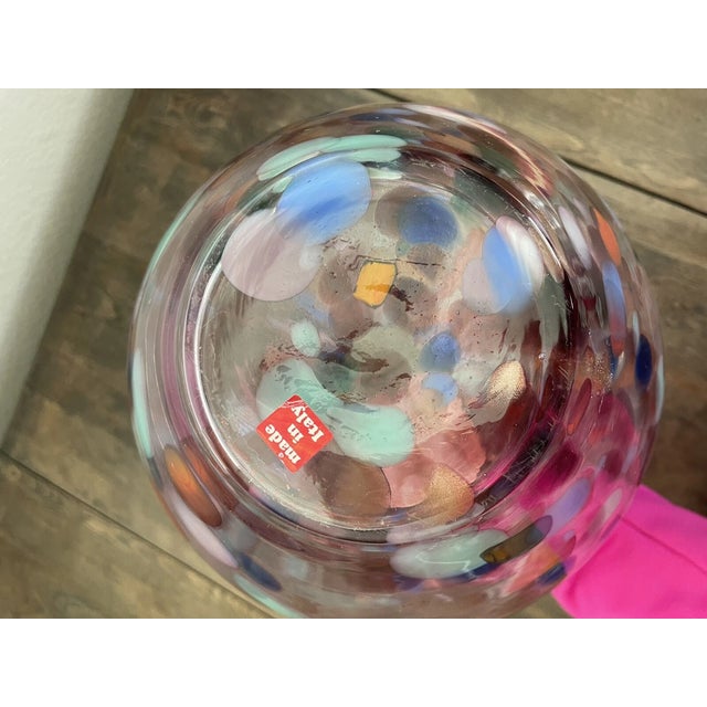 Glass Vintage Maestri Vetrai Made in Italy Mouth Blown Art Glass Vase For Sale - Image 7 of 8