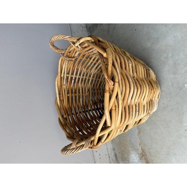 20thc Hand Made Willow Double Handled Basket For Sale - Image 4 of 4