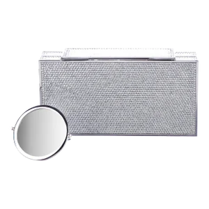 Judith Leiber Flip Top Crystals Rhine Silver Evening Bag Purse Minaudiere